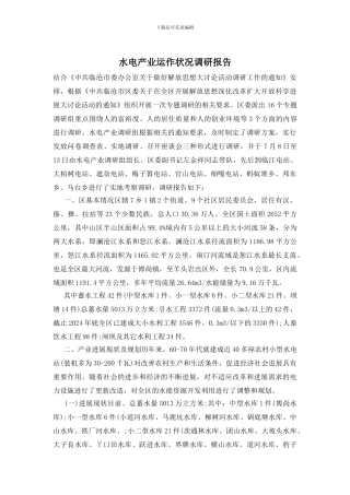 水电产业运作状况调研报告