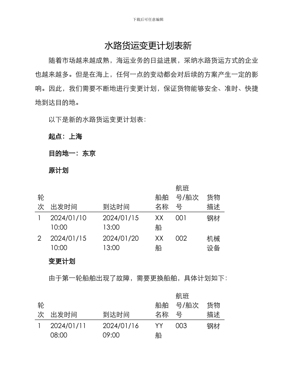 水路货运变更计划表新_第1页