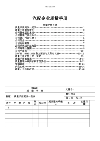 汽配企业质量手册