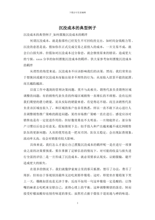 沉没成本的典型例子