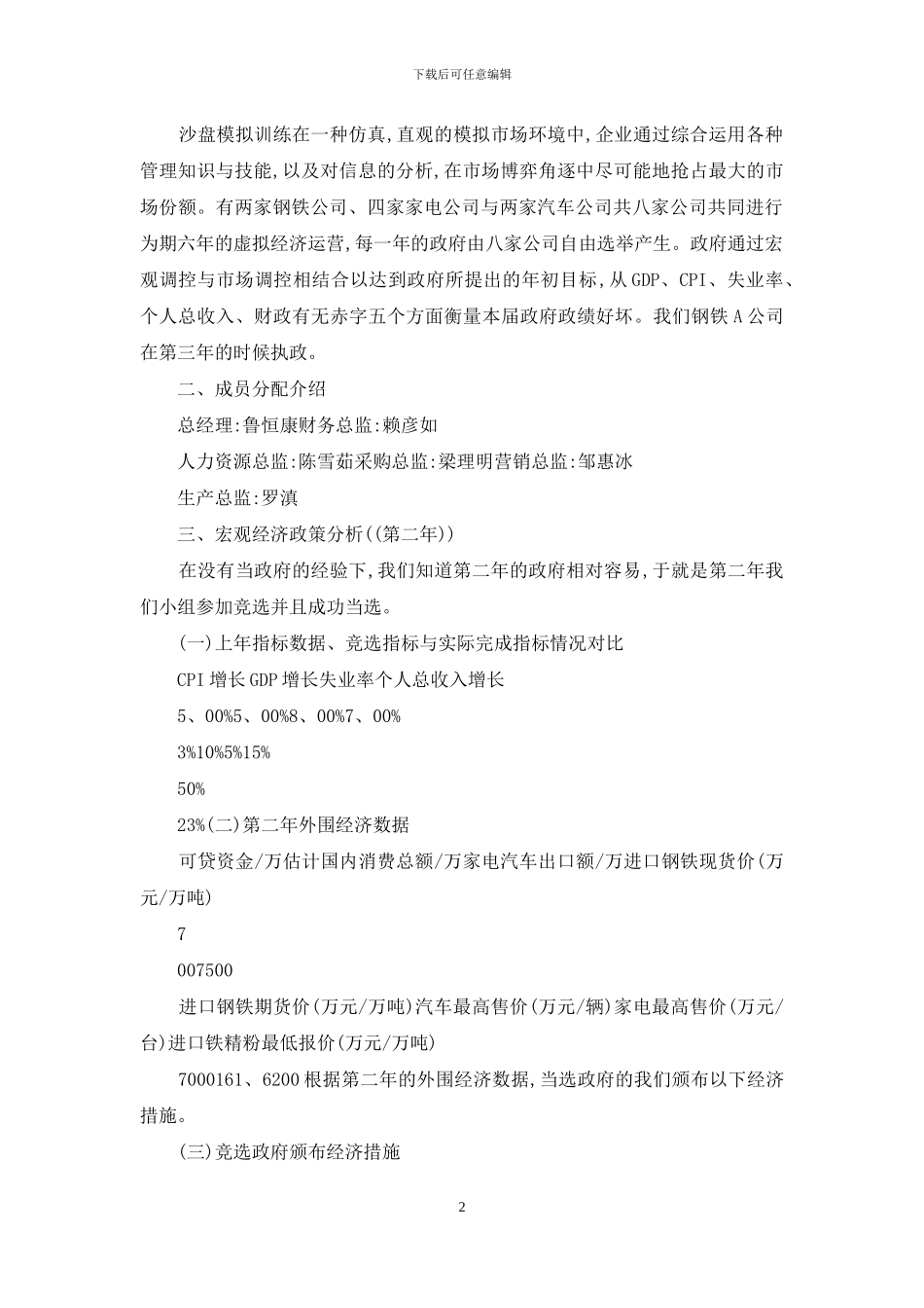 沙盘模拟实验报告_第2页