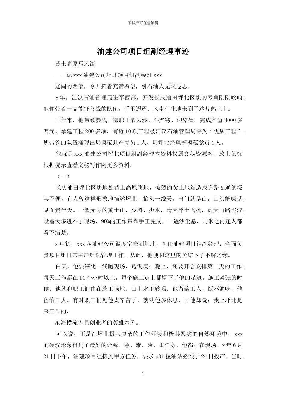 油建公司项目组副经理事迹_第1页