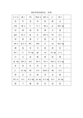 闻官军收河南河北登幽州台歌大风歌冬夜读书示子观书有感书湖阴先生壁惠崇春江晓景等古诗带拼音
