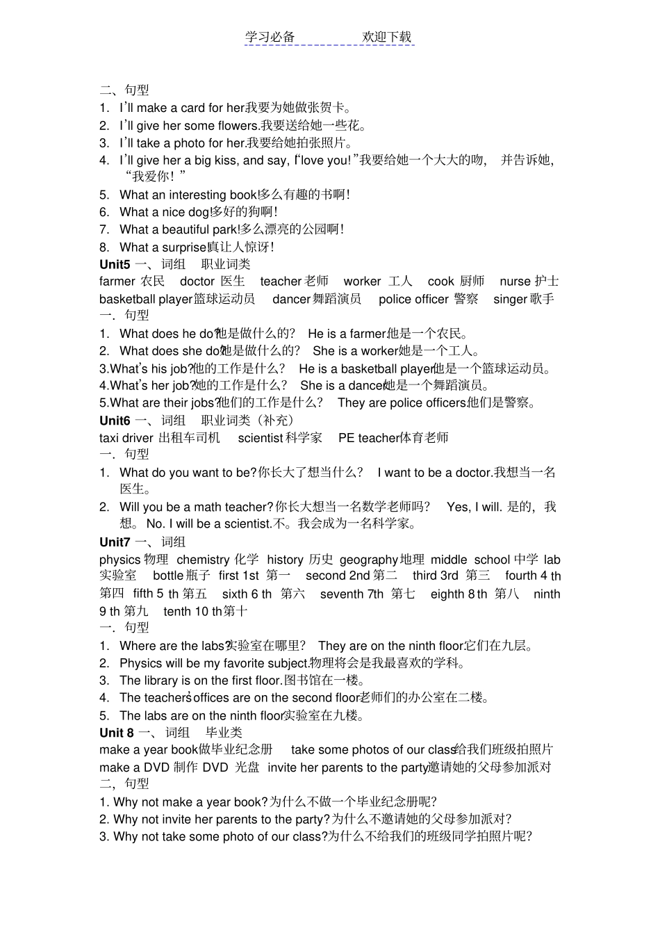 闽教版小学英语六年级下册知识点汇总_第2页