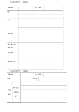 阅读摘抄本样式