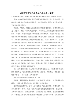 浦东开发开放30周年心得体会