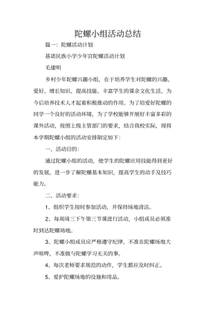 陀螺小组活动总结