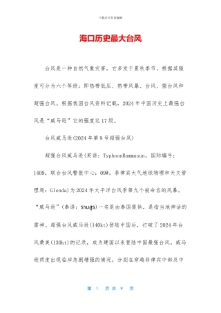 海口历史最大台风