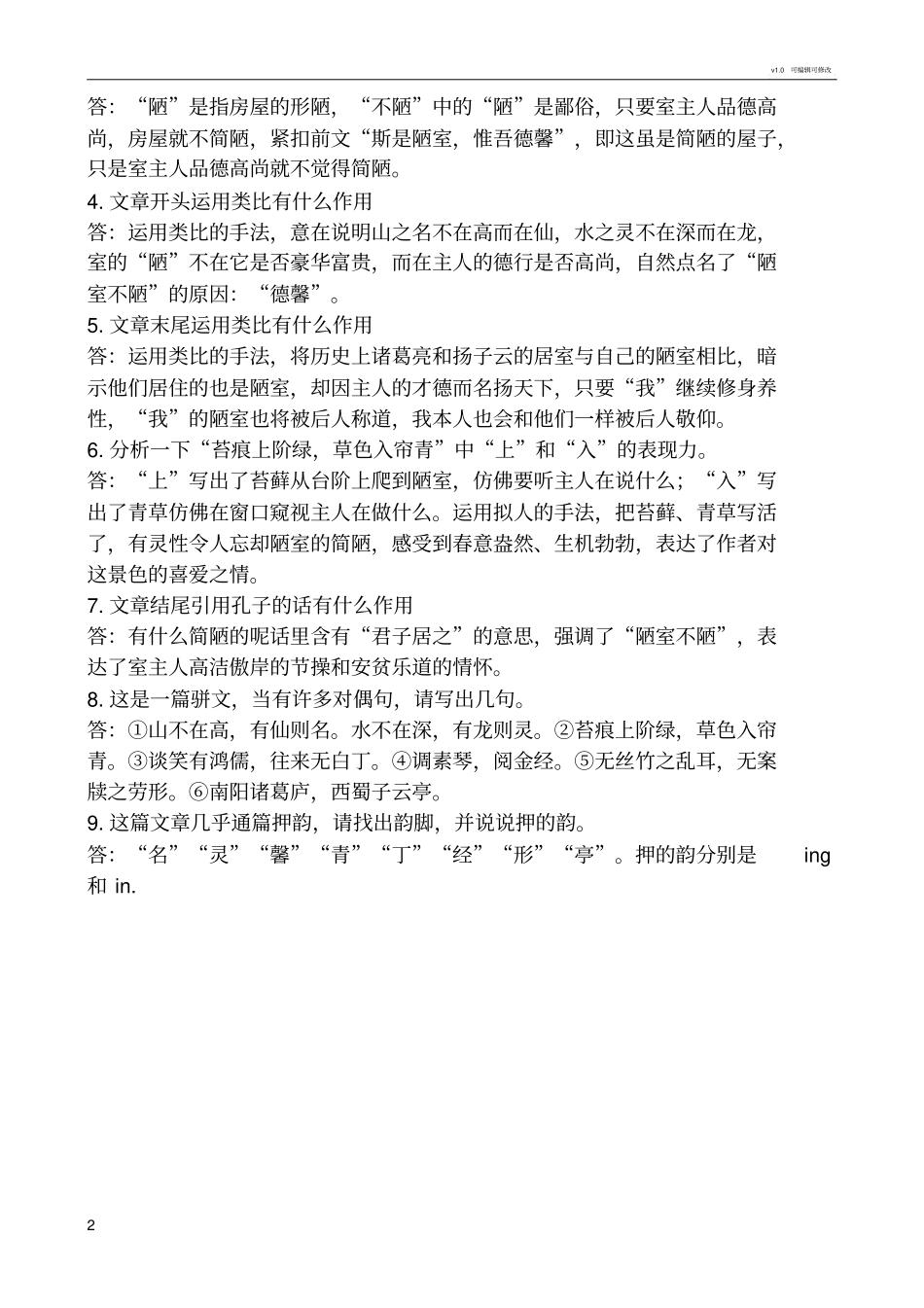 陋室铭复习资料含练习_第2页