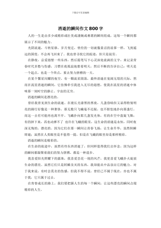 消逝的瞬间作文800字
