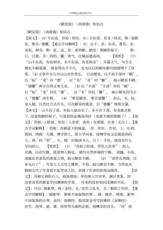 陋室铭刘禹锡知识点