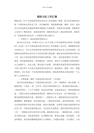 消防大队工作汇报