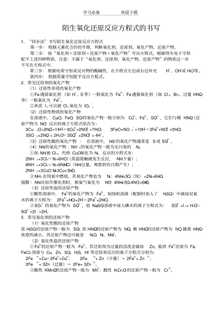 陌生情景中化学方程式的书写