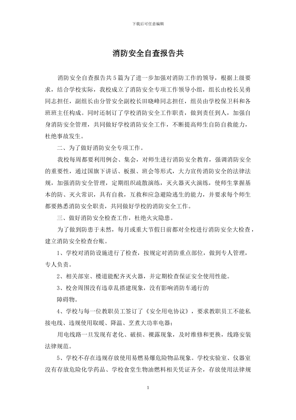 消防安全自查报告共_第1页