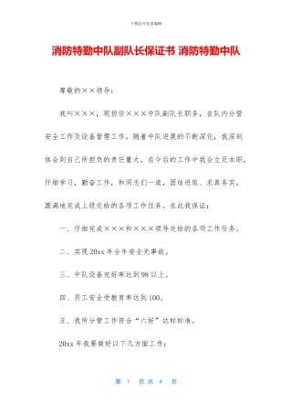 消防特勤中队副队长保证书