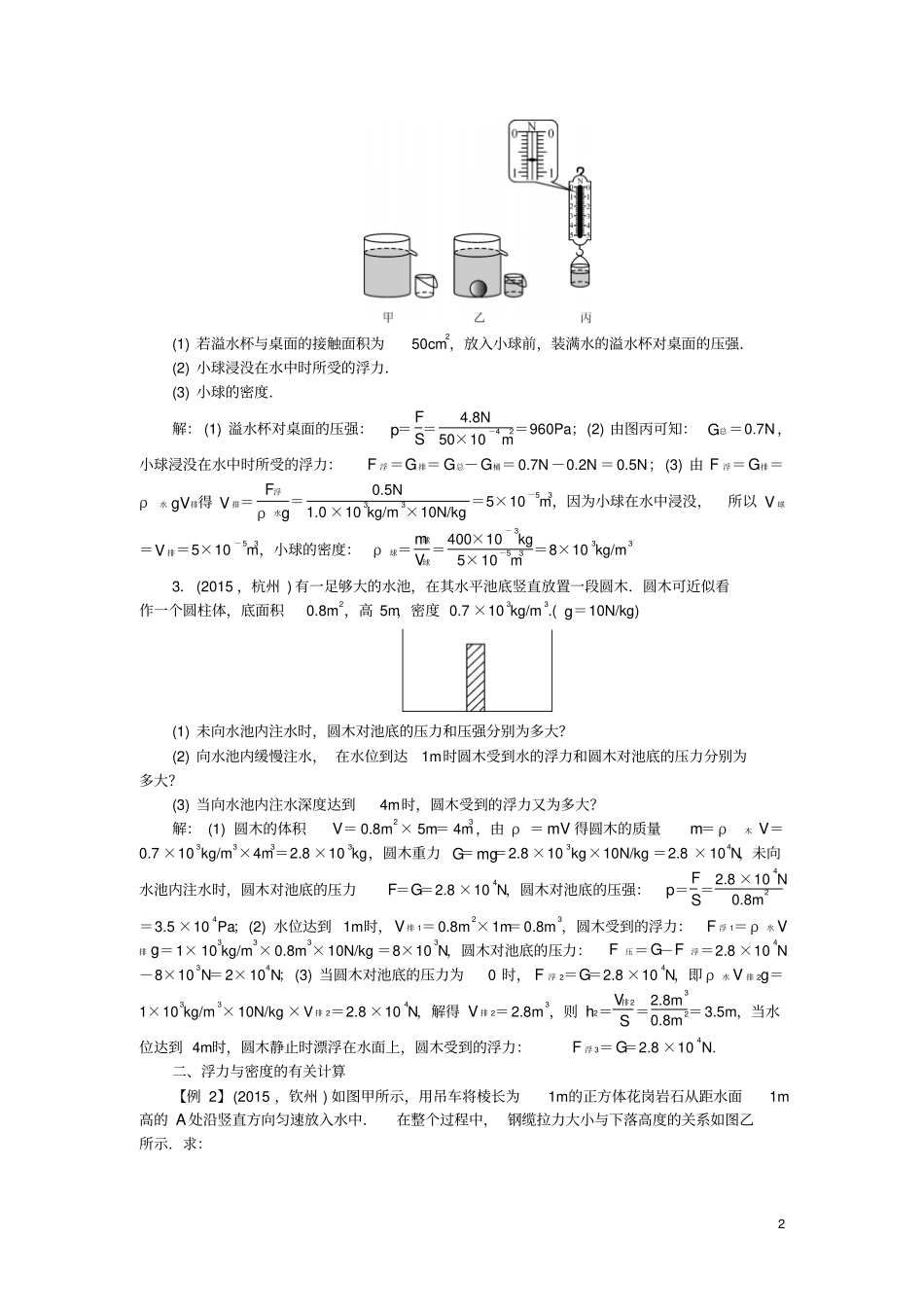 陕西2016中考物理微专题三浮力的有关计算_第2页