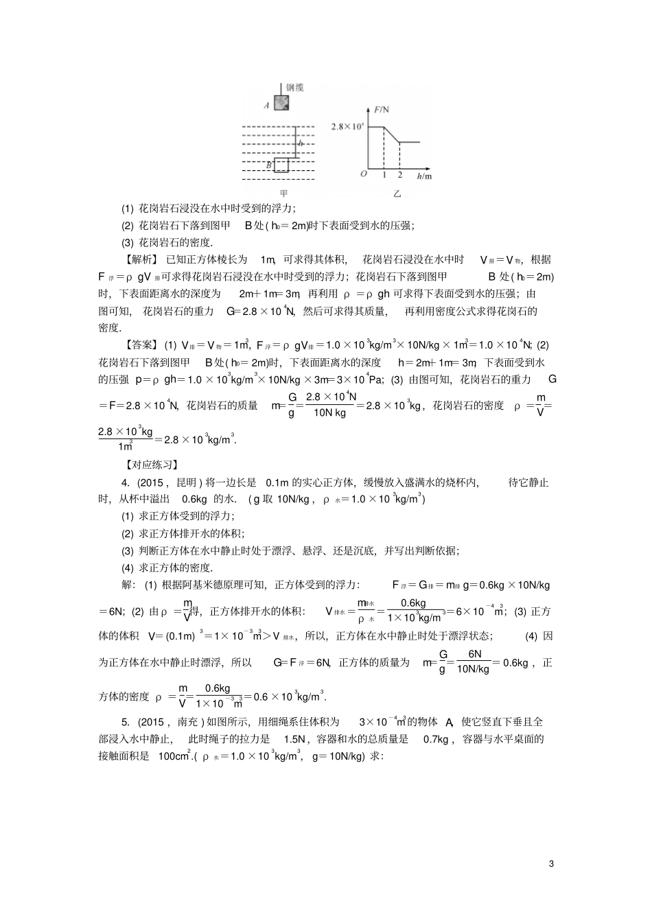 陕西2016中考物理微专题三浮力的有关计算_第3页