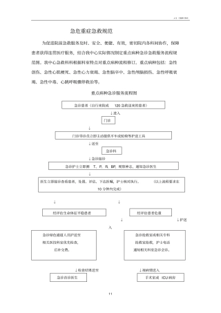 院前急救科重点病种急危重症抢救规范