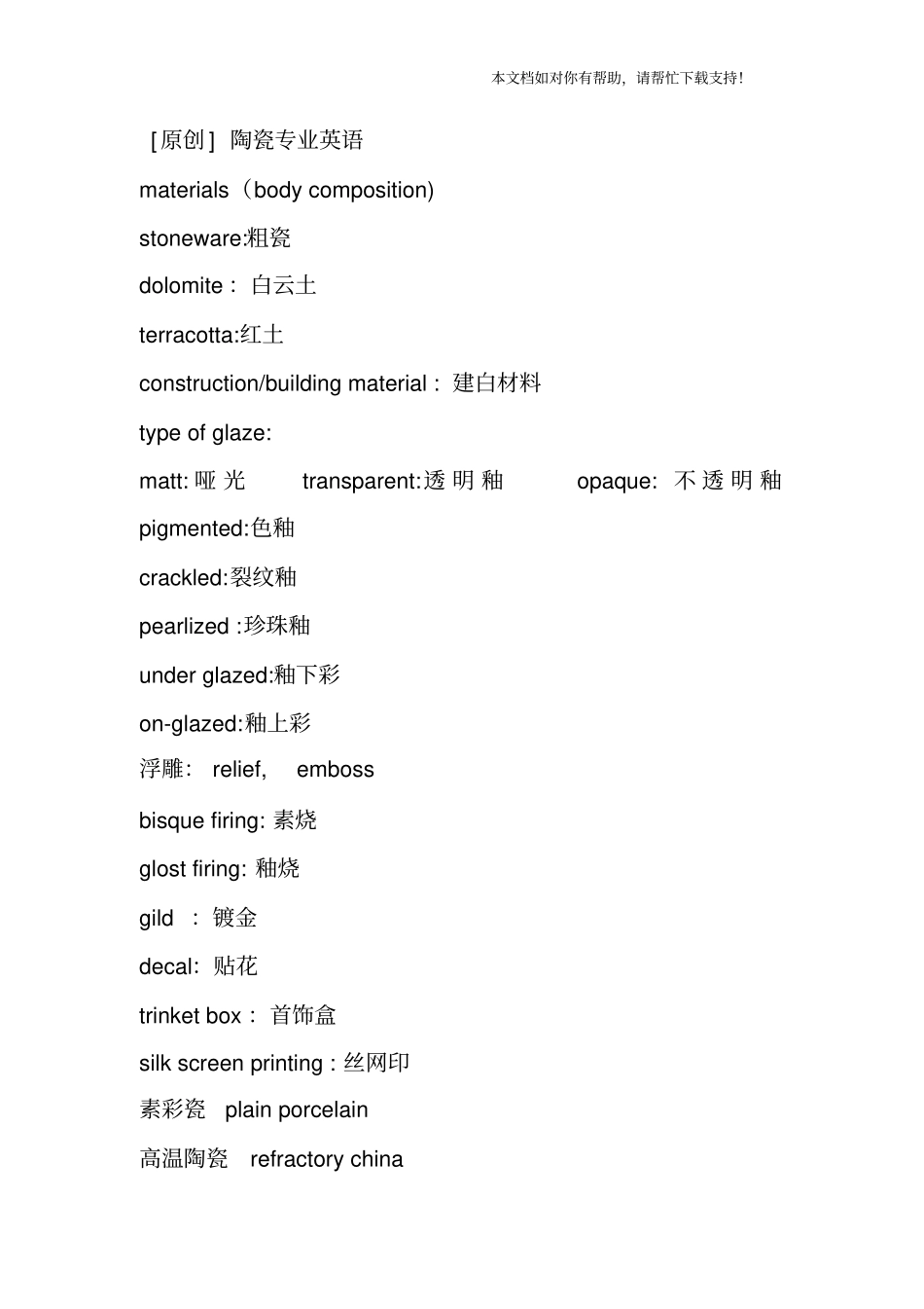 陶瓷专业英语_第1页