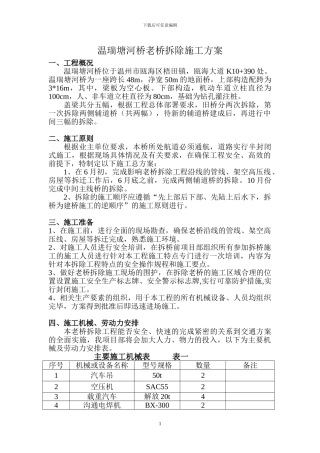 温瑞塘河桥老桥拆除施工方案