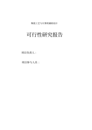陶瓷工艺与计算机辅助设计项目可行性研究报告可编辑文档下载