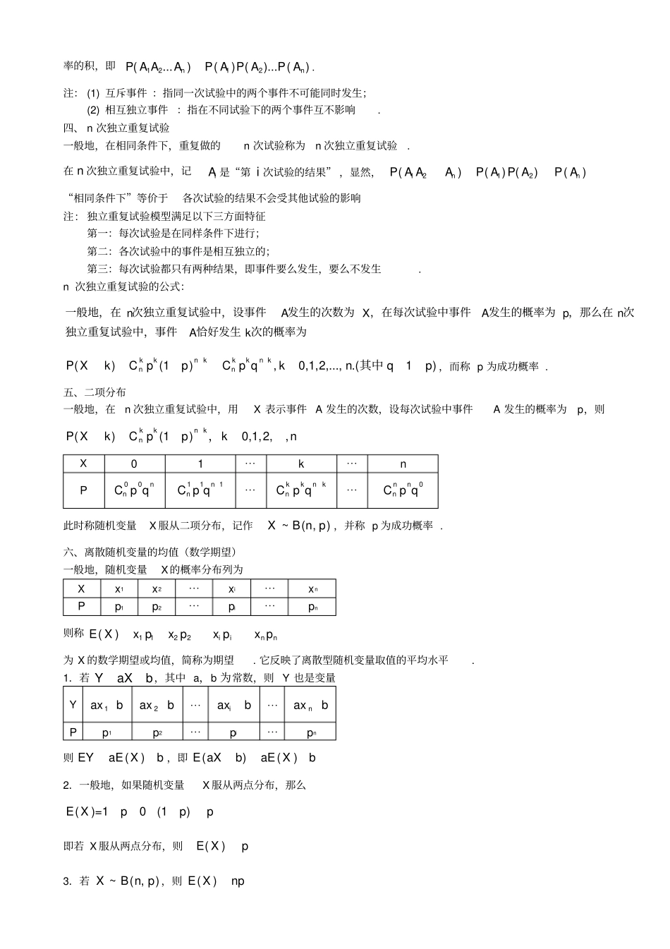 随机变量及其分布知识点整理_第2页