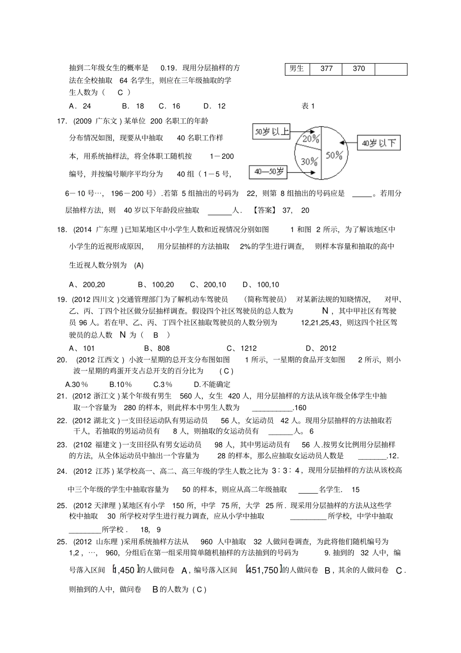 随机抽样高考题精选_第3页