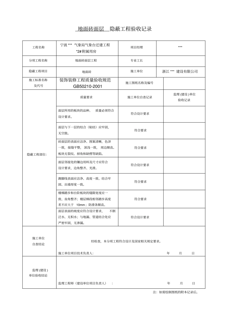隐蔽工程验收记录表全套范例_第1页
