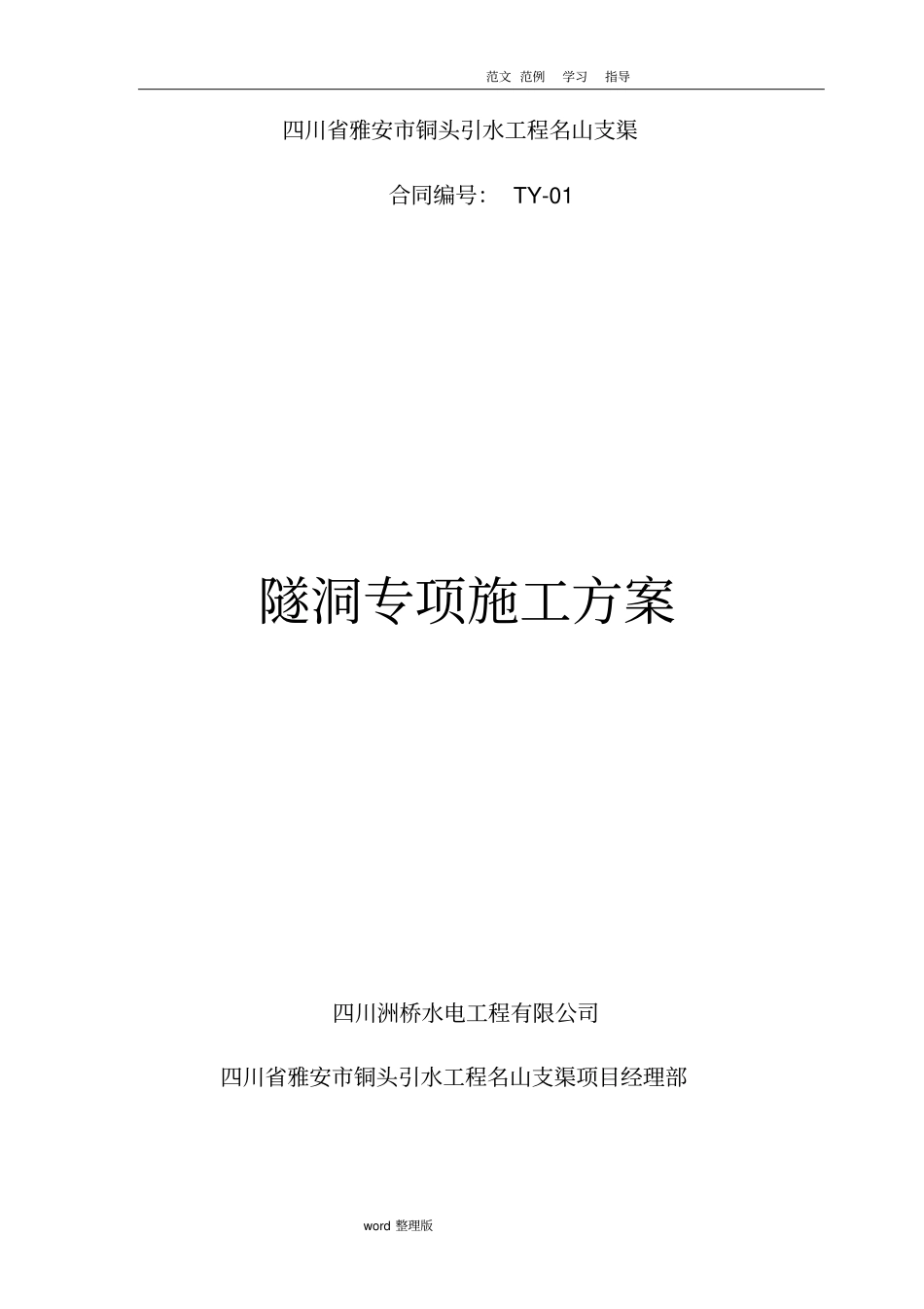 隧洞专项工程施工组织方案_第1页
