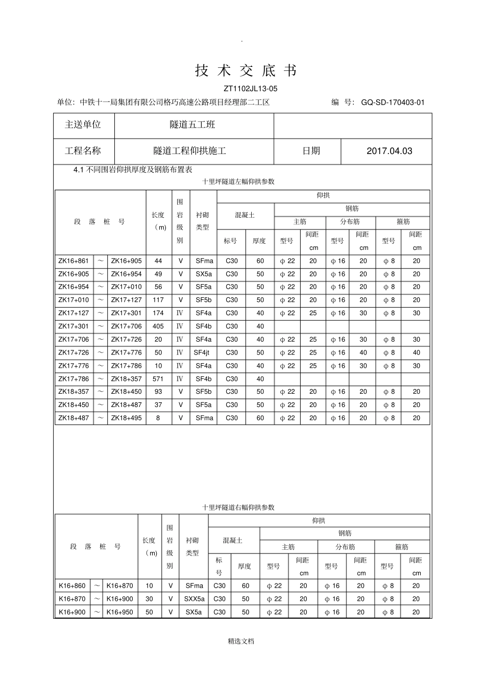 隧道工程仰拱施工技术交底_第3页