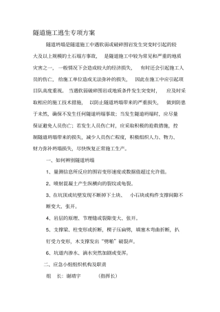 隧道施工逃生专项方案