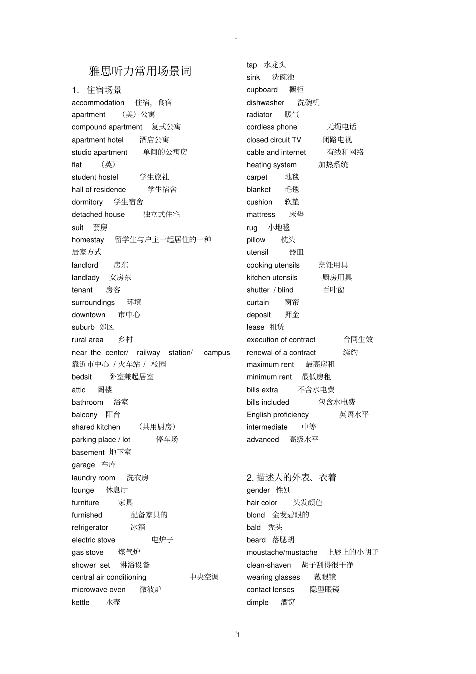 雅思听力单词必备_第1页