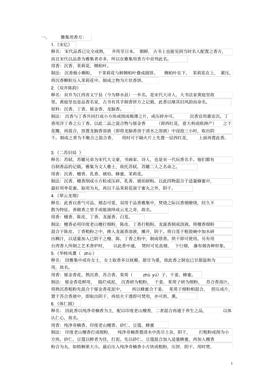雅集用香方汇总_第1页