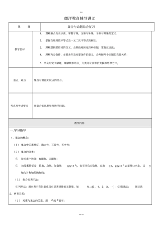 集合与命题综合复习