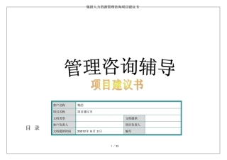 集团人力资源管理咨询项目建议书