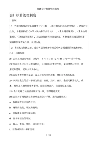 集团会计核算管理制度