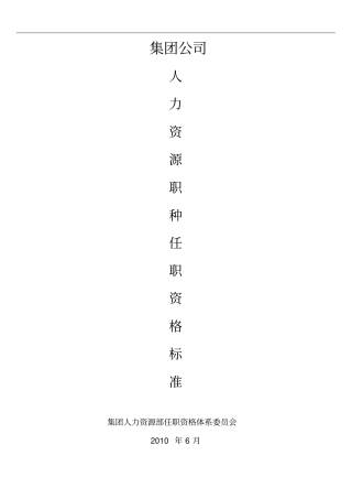 集团公司人力资源职种任职资格体系标准