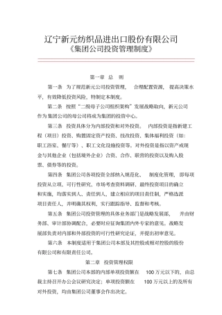 集团公司投资管理制度