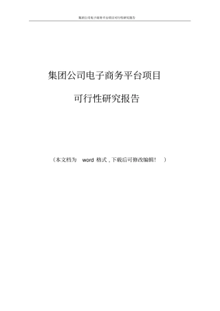 集团公司电子商务平台项目可行性研究报告