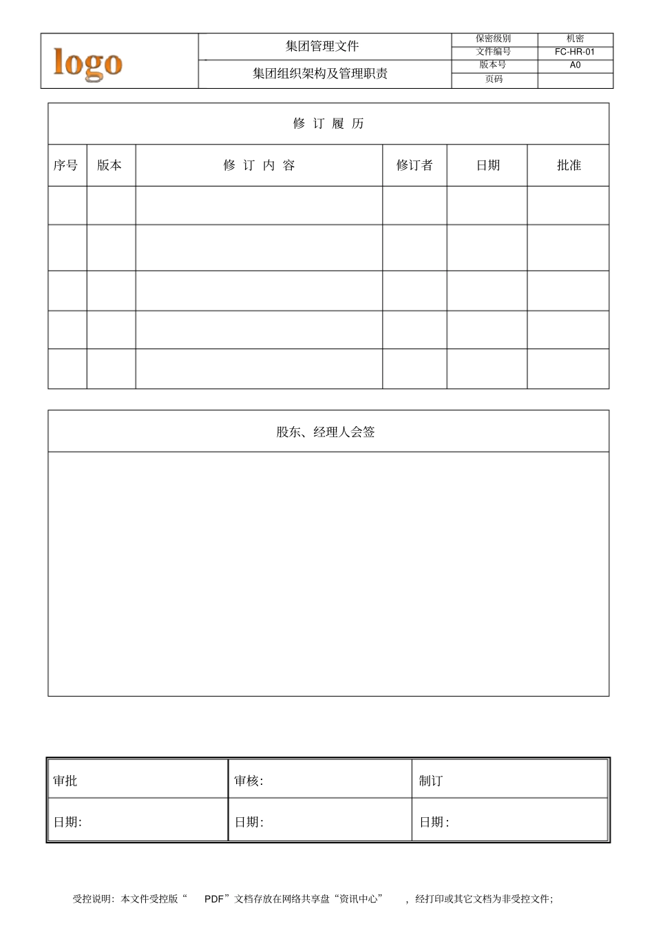 集团公司组织架构及高层领导分工_第1页