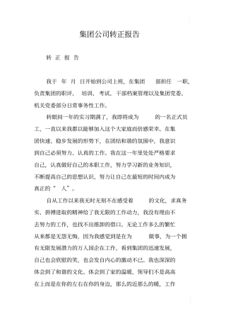 集团公司转正报告