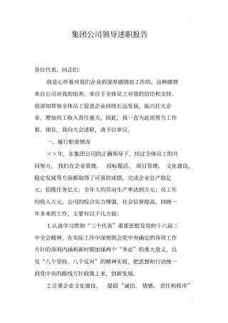 集团公司领导述职报告