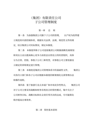集团子公司管理制度