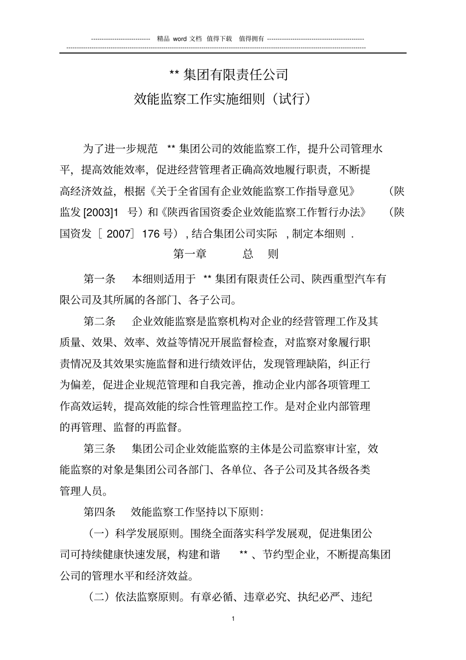 集团有限公司效能监察工作实施细则_第1页