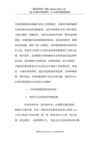 集团财务部内部会计控制规范、内部牵制制度