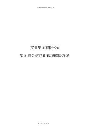 集团资金信息化管理解决方案
