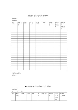 集团采购管理表单