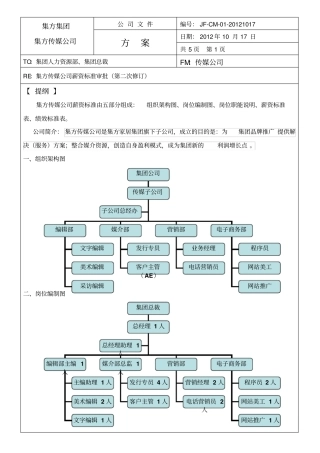 集方传媒公司薪资标准审批第二次修订