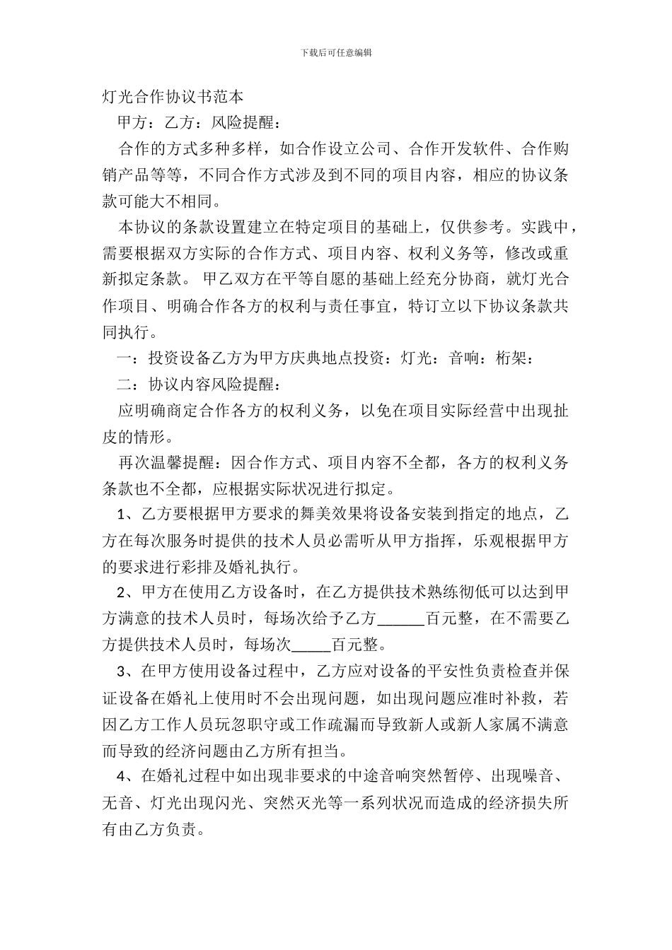 灯光合作协议书范本_第2页