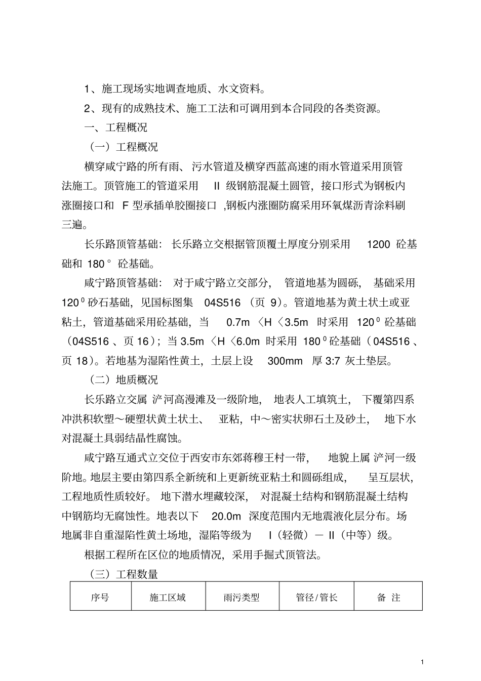 雨水管道顶管施工方案_第1页